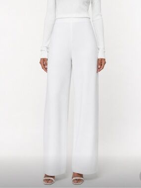 ZARA Women's Wide-Leg White Ponte Knit Pants Size L